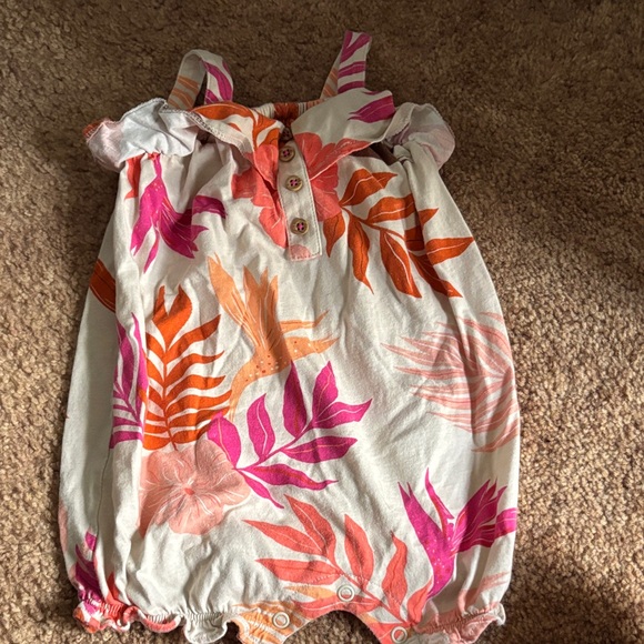 Carter's Other - Carter's Pink & Orange Floral Baby One-Piece Bodysuit